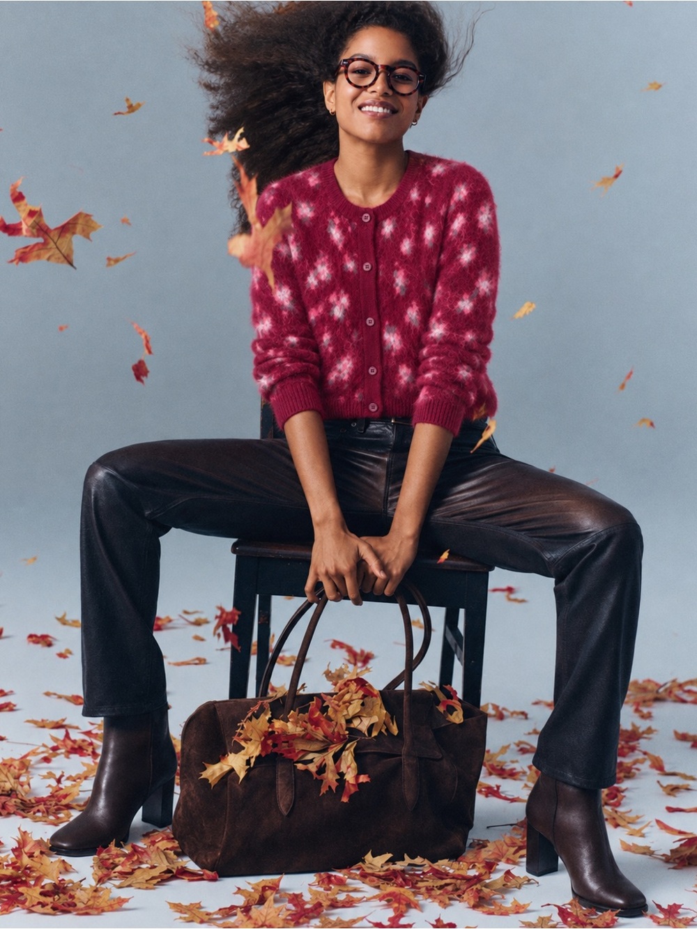 NWT: JCrew Brushed Cashmere Cropped Cardigan - Burgundy Floral